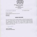 Statement from Ministry of Foreign Interior on the Death of Loius Gomez