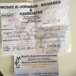 Ms. Sarge Purpoted Payment Receipt to Moses B. Johnson-Richards and Associates